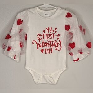 Girl's Valentine's LS Onies, Sz 6-9 Months